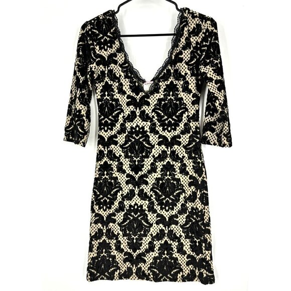 NWOT Free People Intimately Lace Overlay Bodycon Mini Dress Black Cream Small - Picture 1 of 4